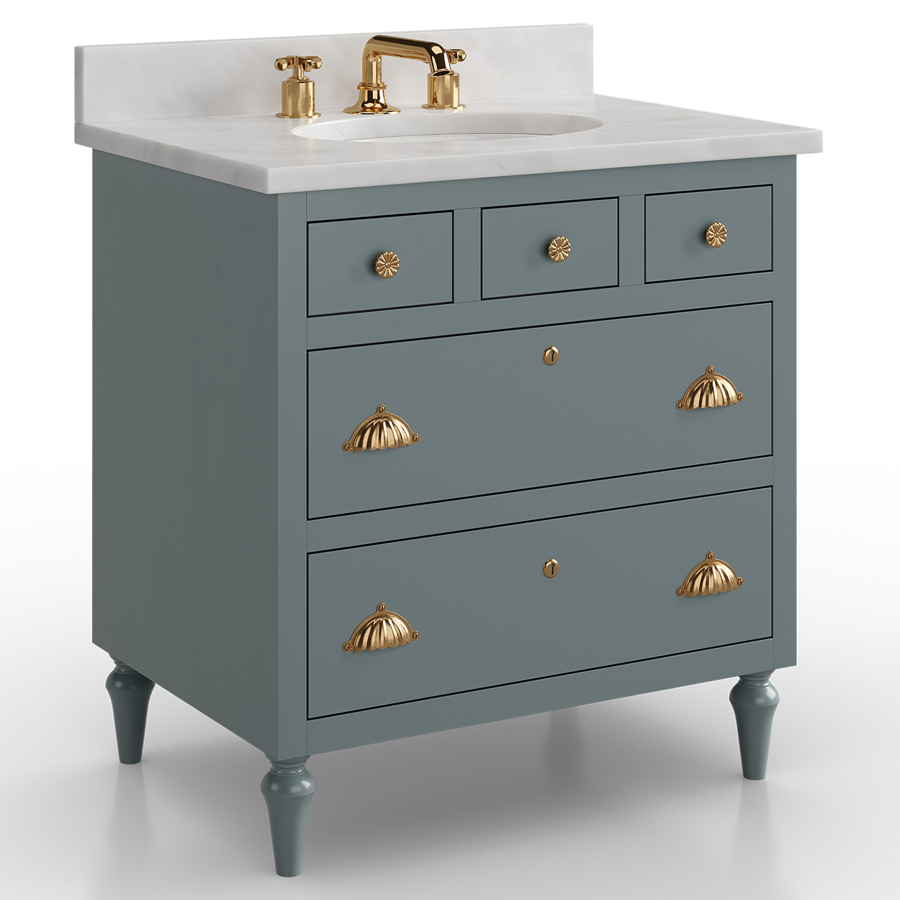 Kathy Kuo x Vanity & Co Margaux Vanity De Nimes Blue 30 inches