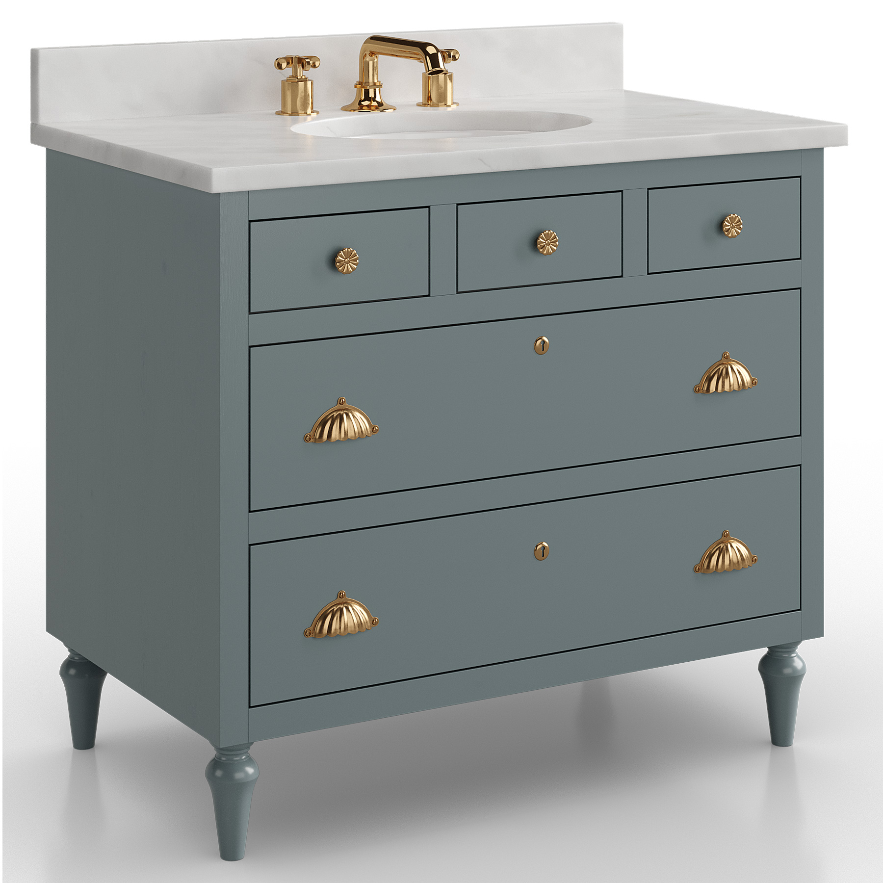 Kathy Kuo x Vanity & Co Margaux Vanity De Nimes Blue 36 inches