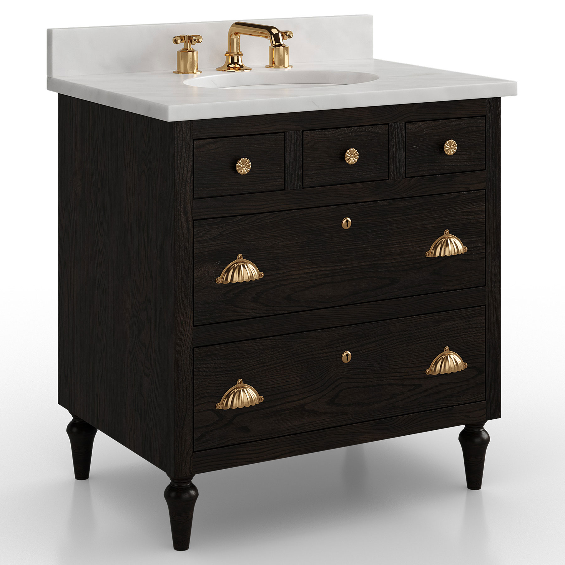 Kathy Kuo x Vanity & Co Margaux Vanity Ebony Black 30 inches