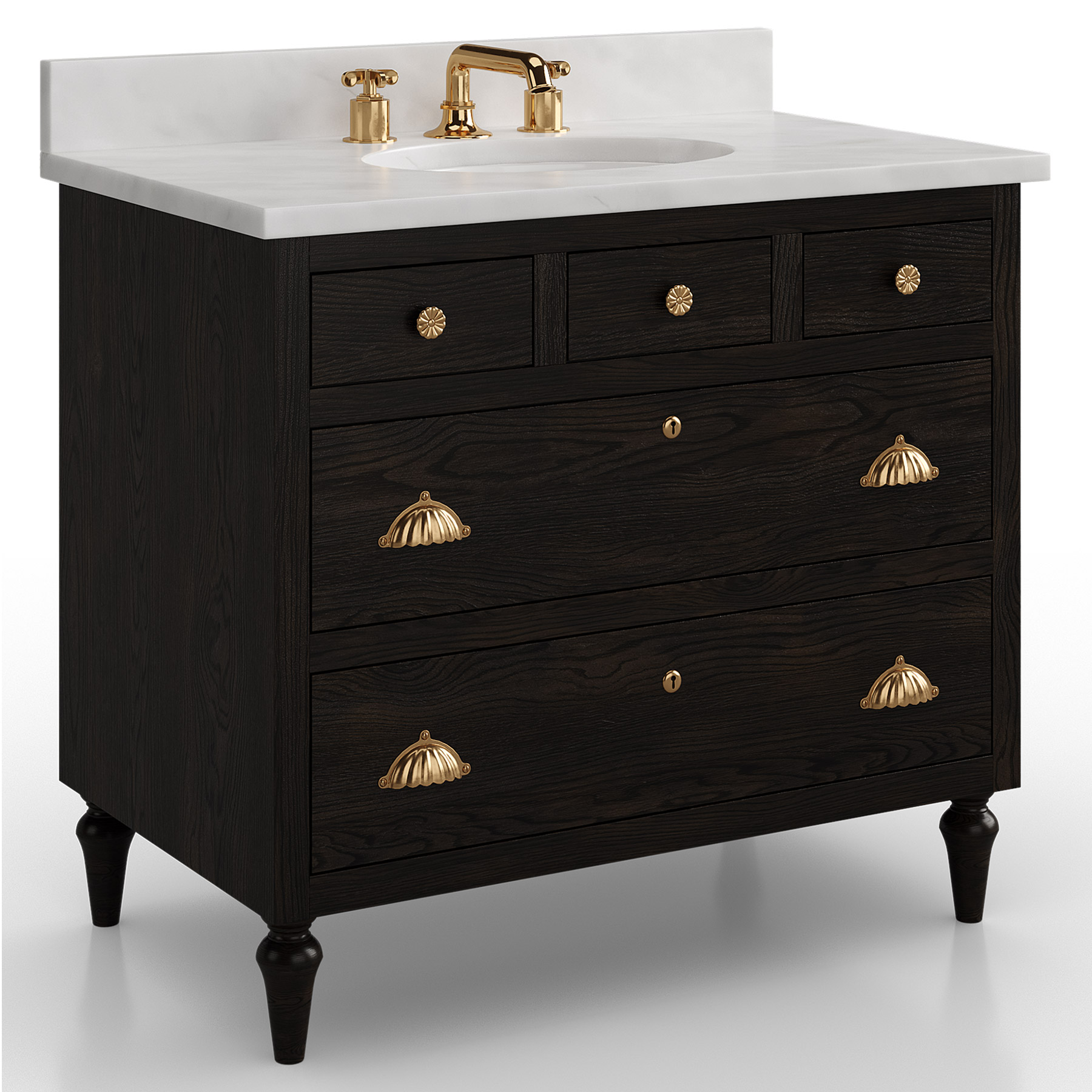 Kathy Kuo x Vanity & Co Margaux Vanity Ebony Black 36 inches