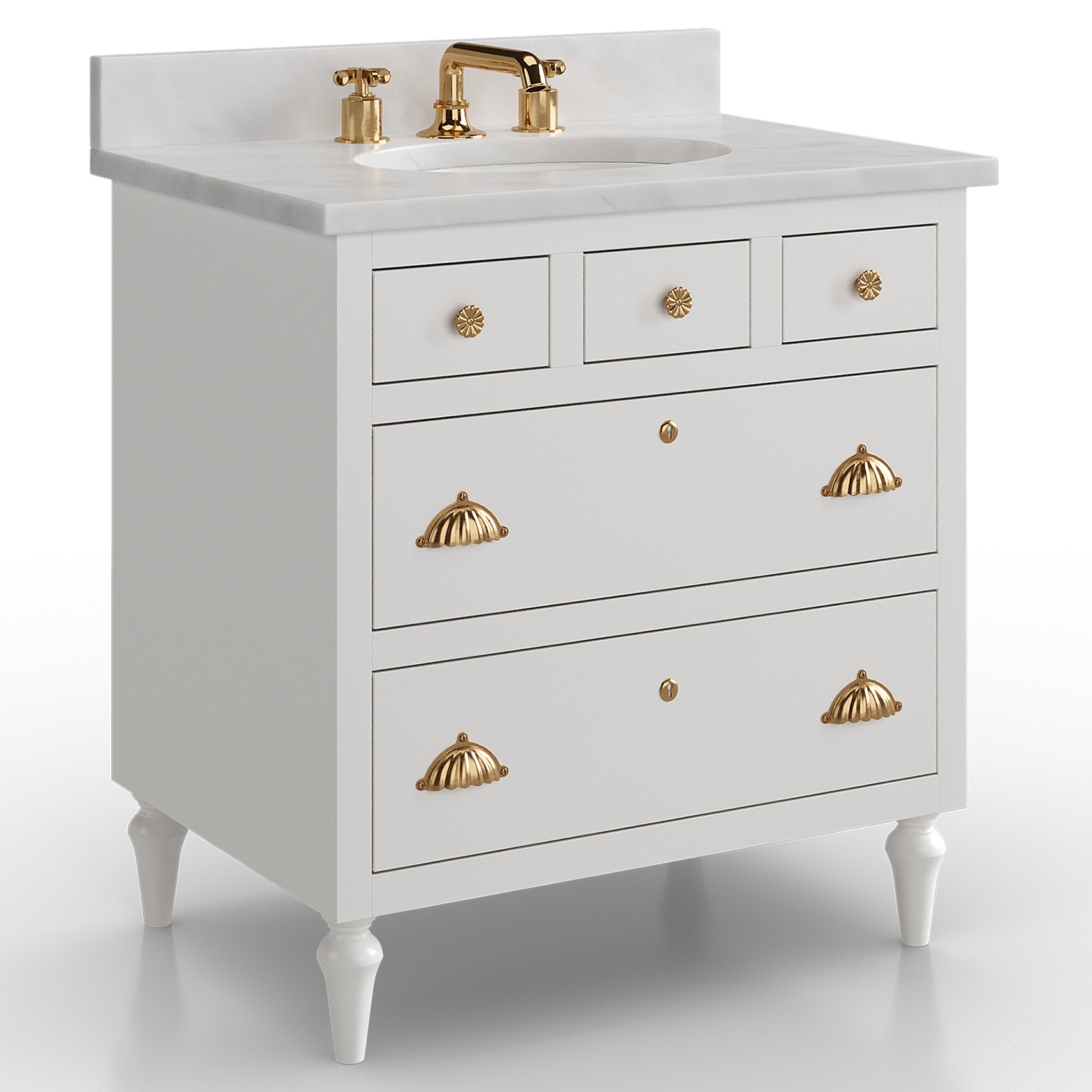 Kathy Kuo x Vanity & Co Margaux Vanity White 30 inches