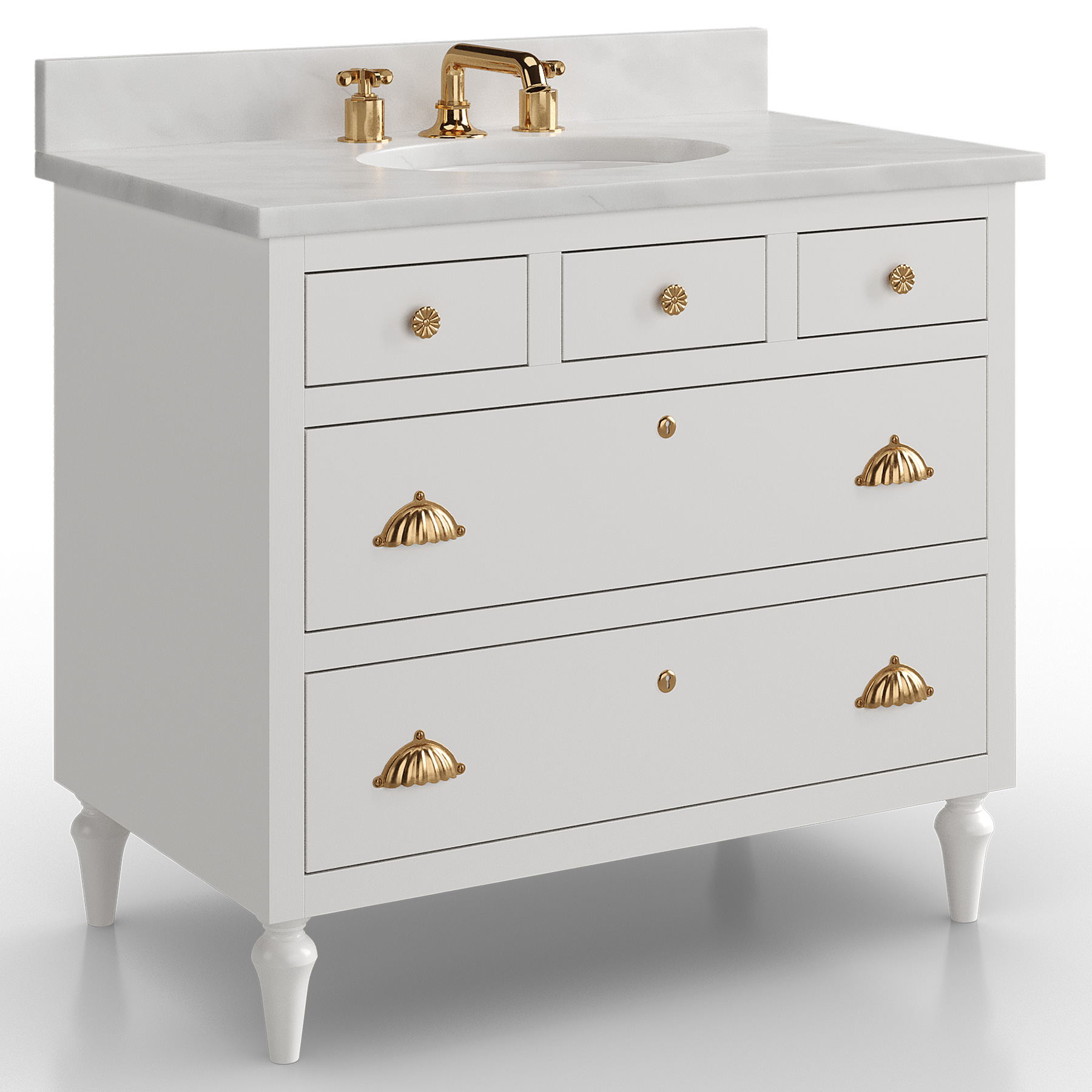Kathy Kuo x Vanity & Co Margaux Vanity White 36 inches