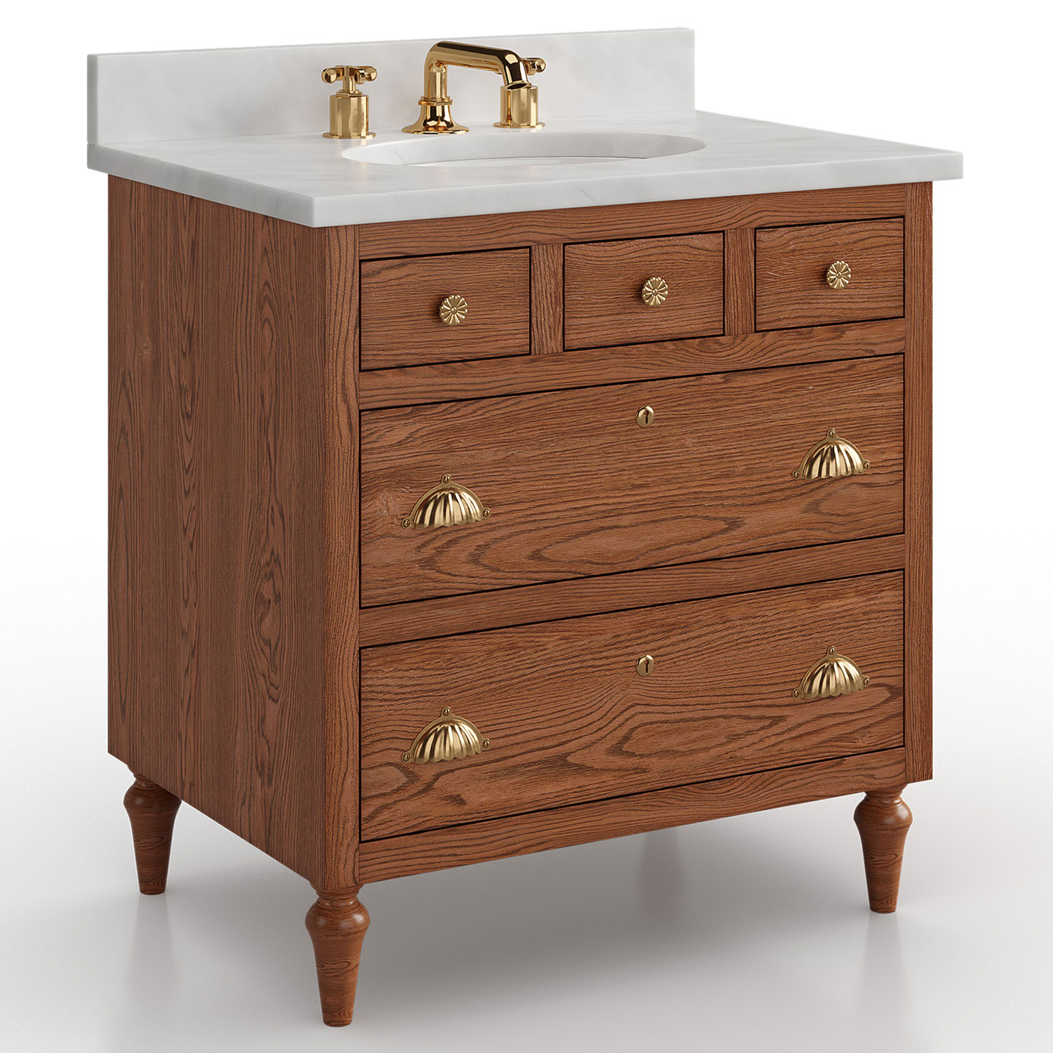 Kathy Kuo x Vanity & Co Margaux Vanity Windsor Oak 30 inches