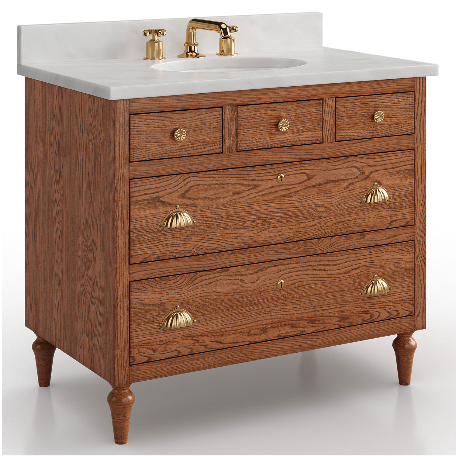 Kathy Kuo x Vanity & Co Margaux Vanity Windsor Oak 36 inches