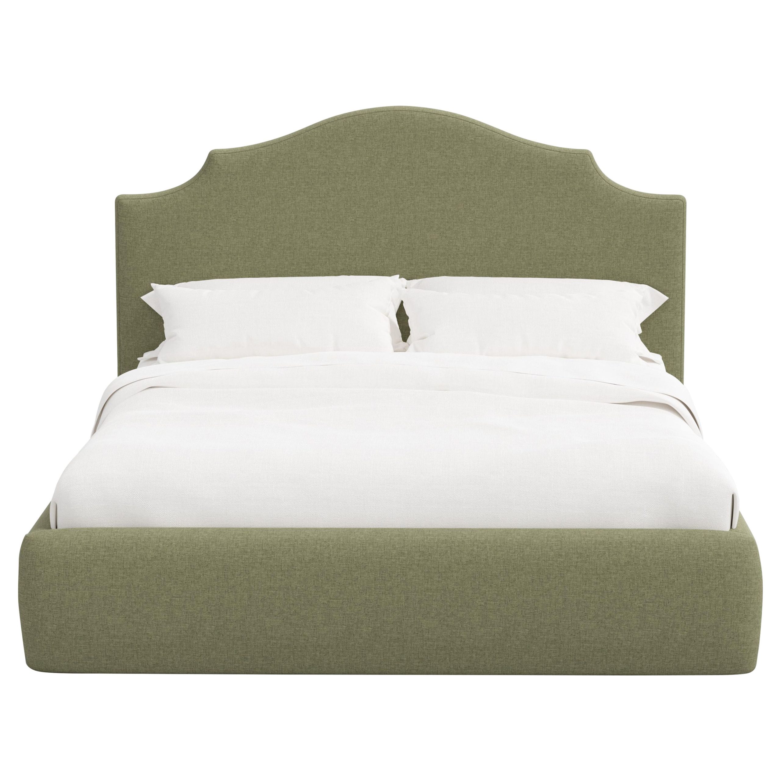 Green Upholstered platform Bed with curved headboard