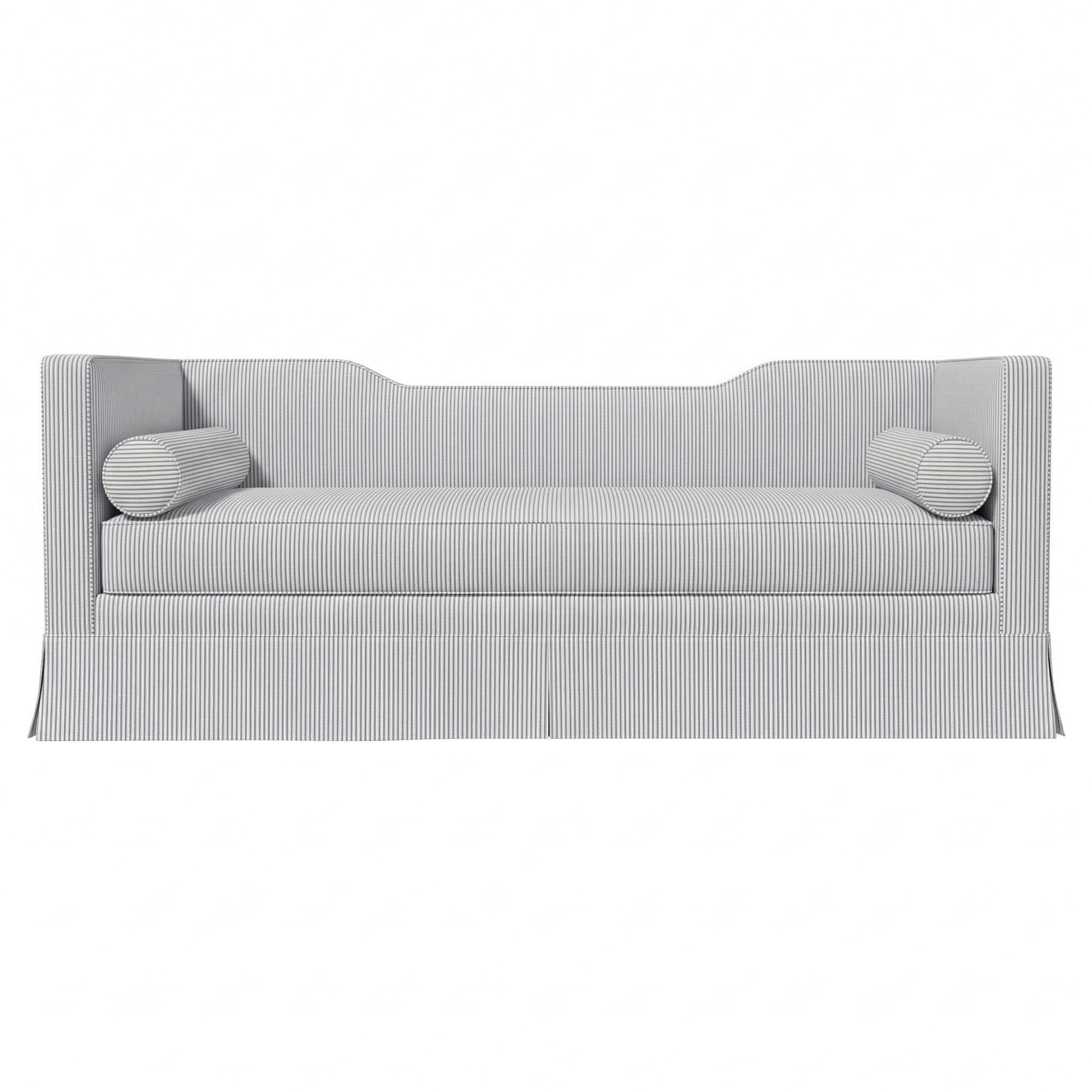 upholstered daybed in sunbrella performance stripe sea breeze