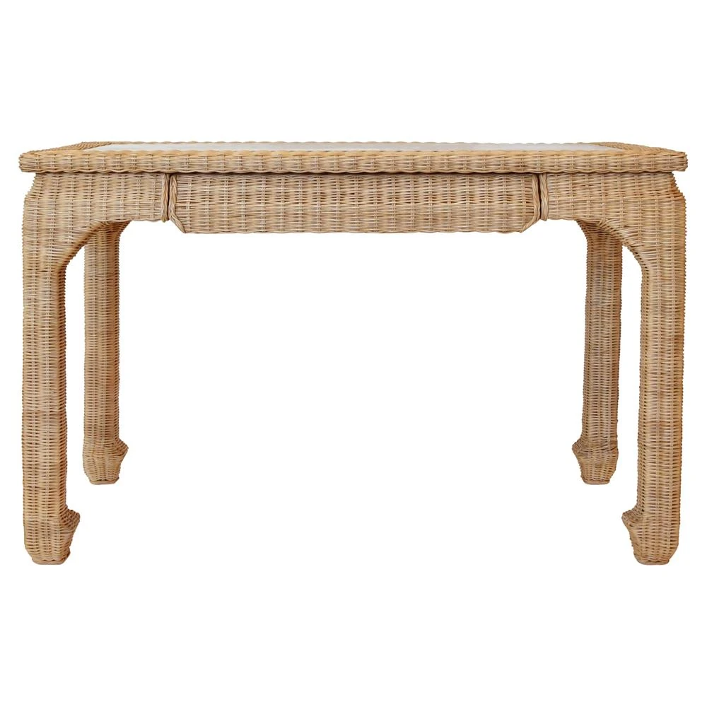 Worlds Away Verra rattan desk