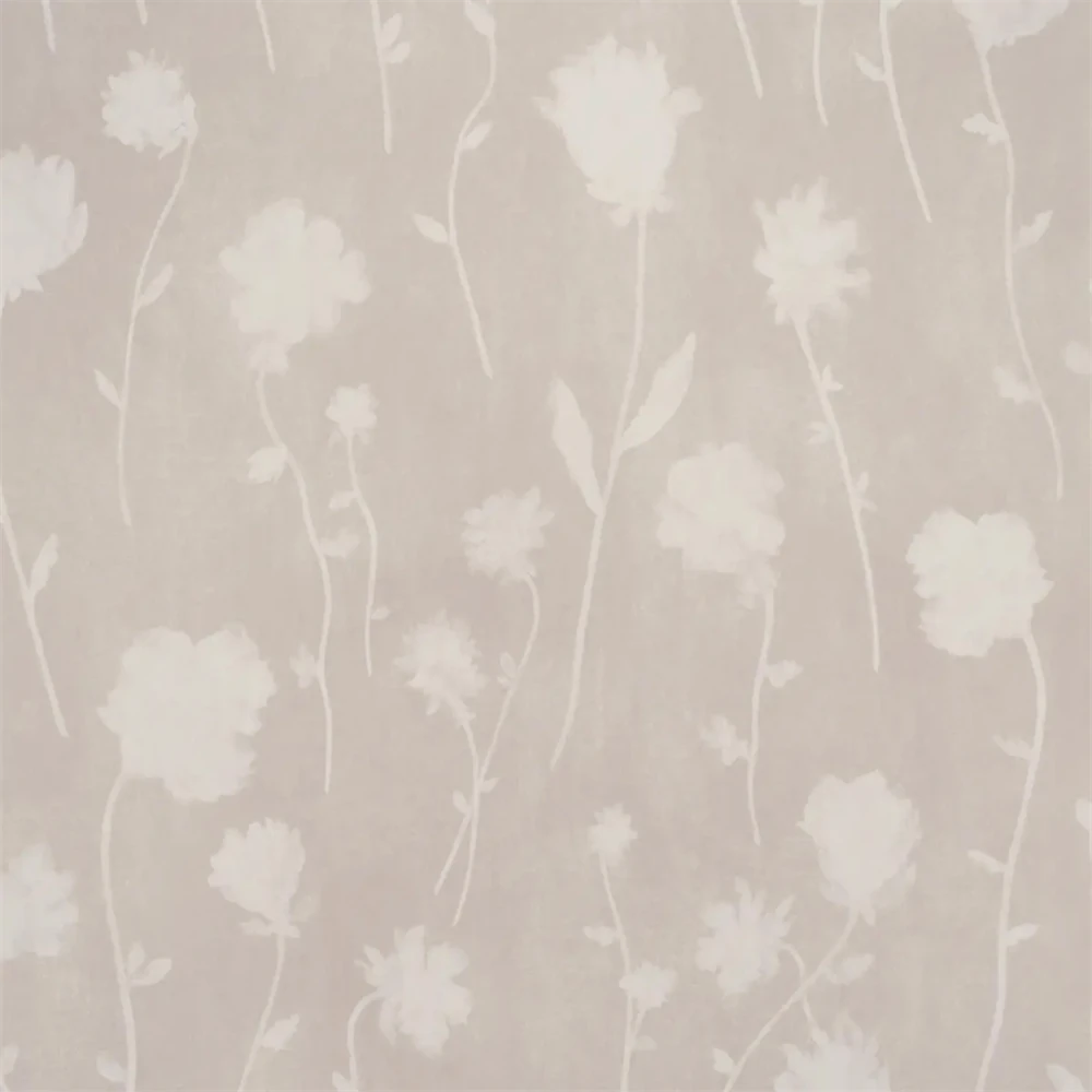 beige and white floral botanical wallpaper