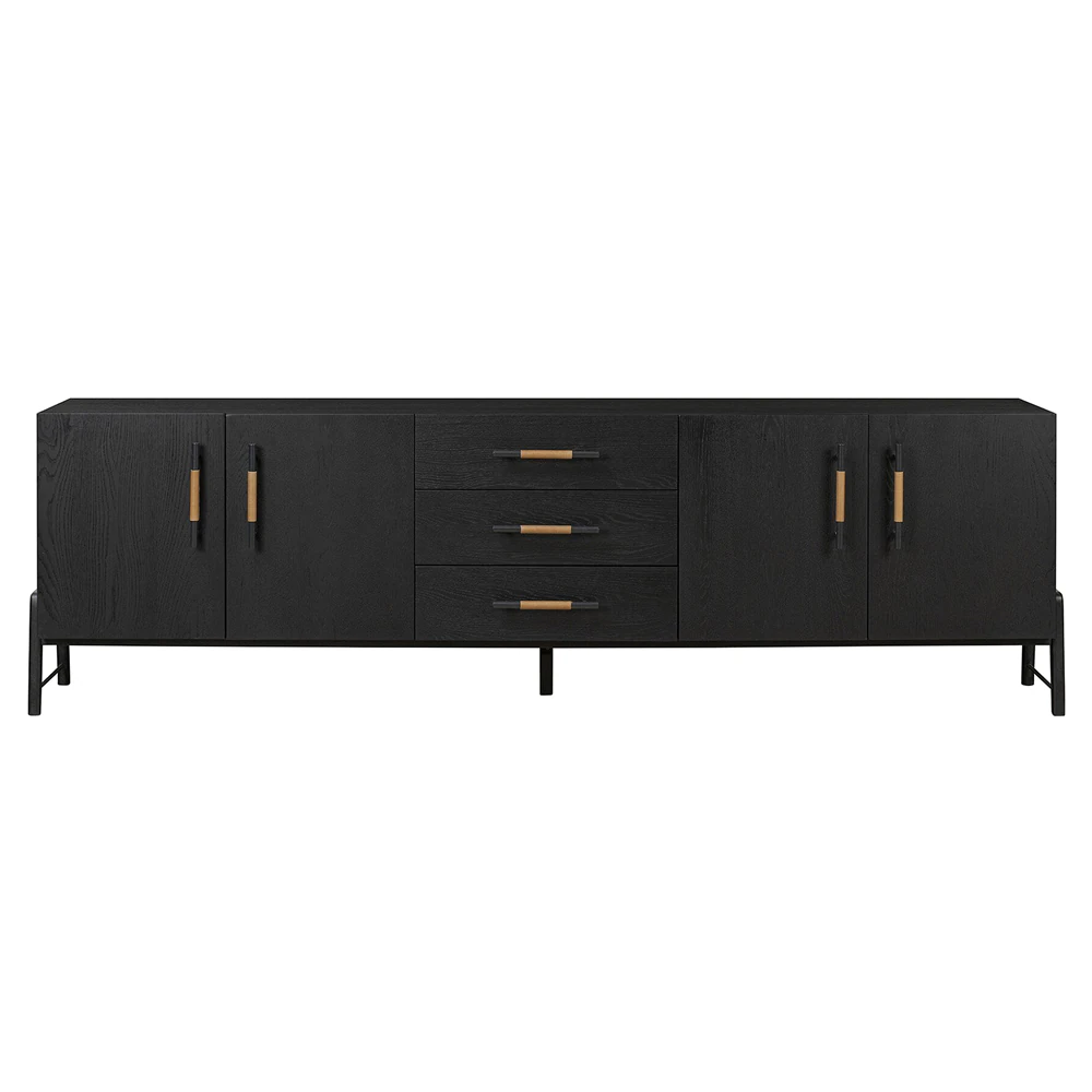 black oak wood media console