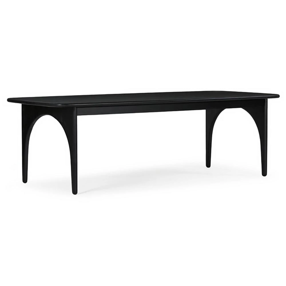 black rectangular wood dining table