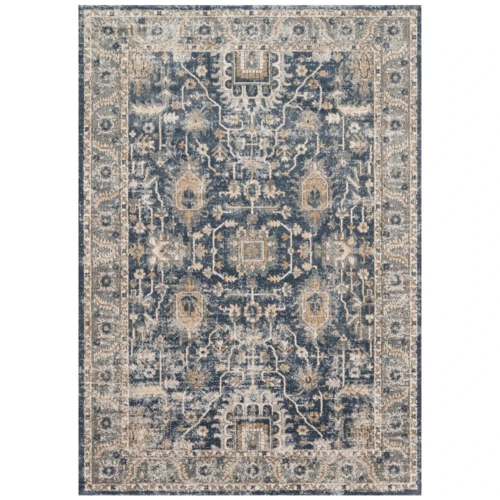 blue patterned area rug