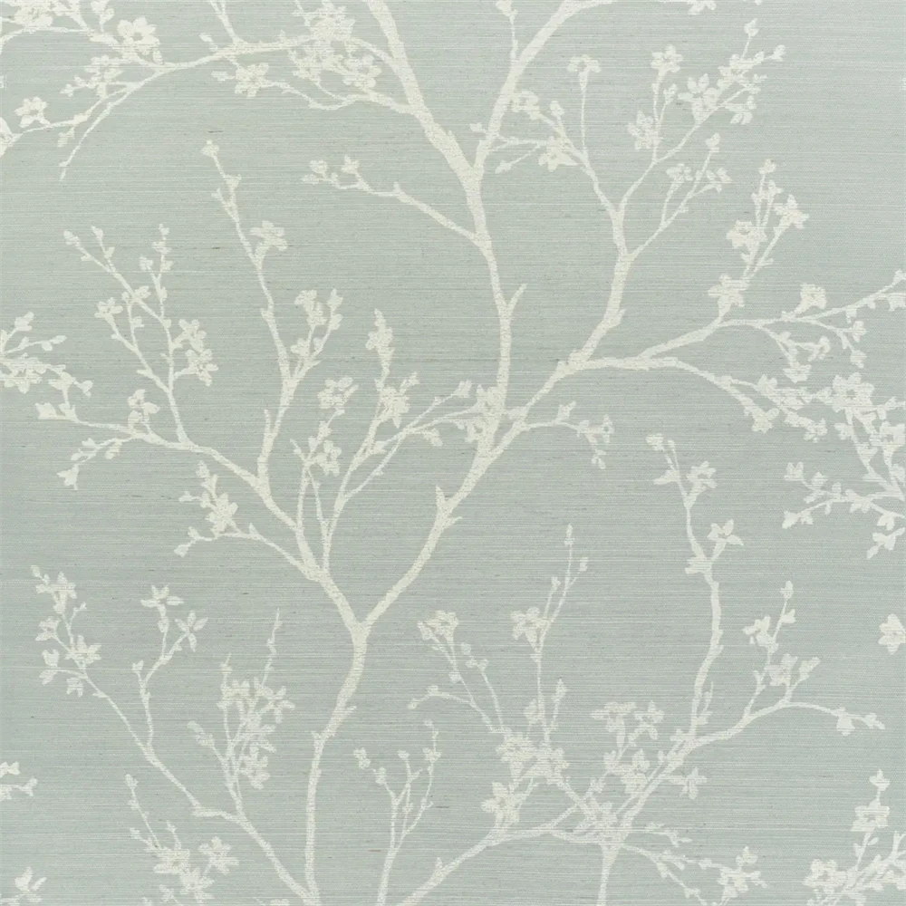 blue and white textured botanical wallpaper