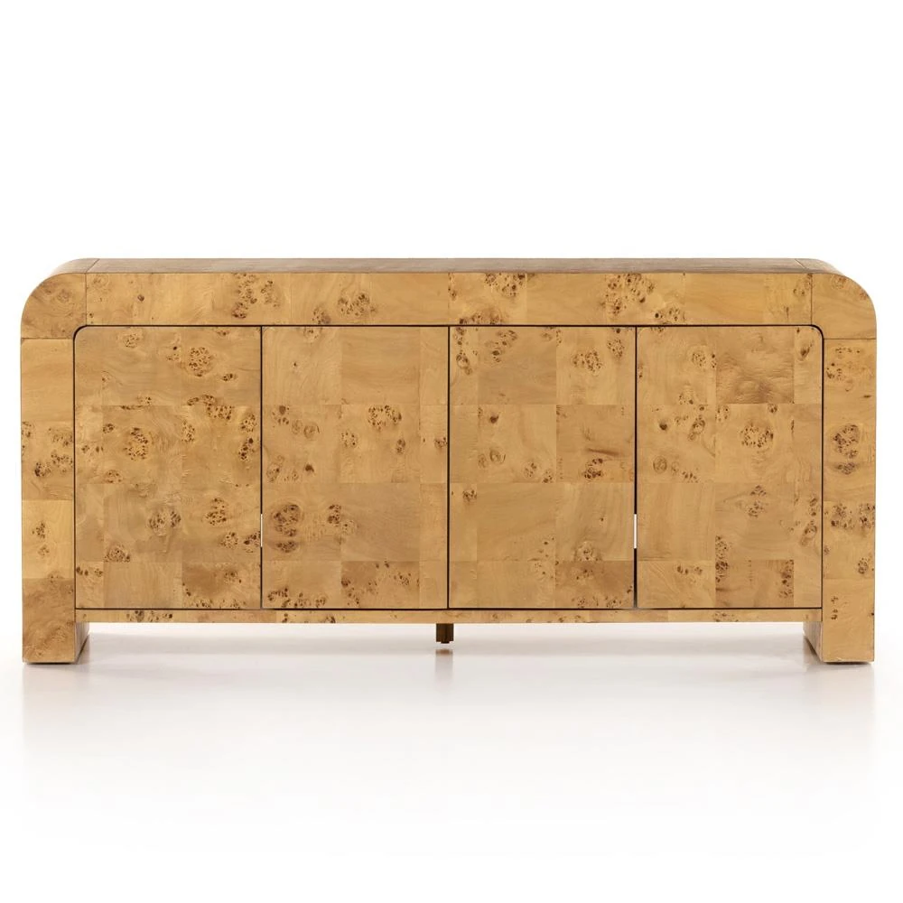 brown burl wood media console