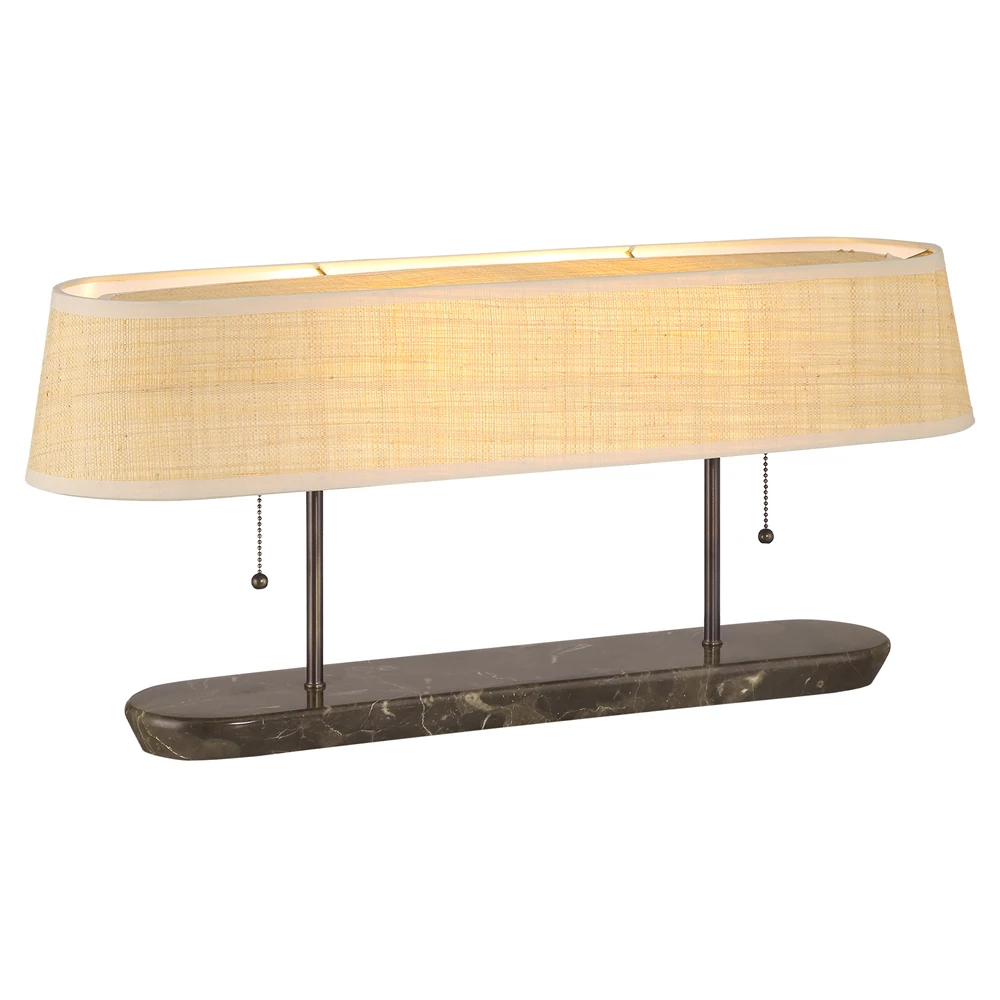 brown marble and natural rattan table lamp