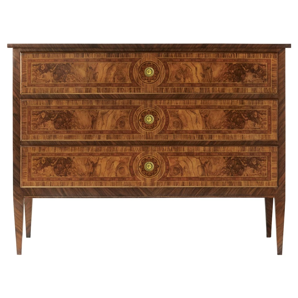 burl wood dresser with 3 drawers
