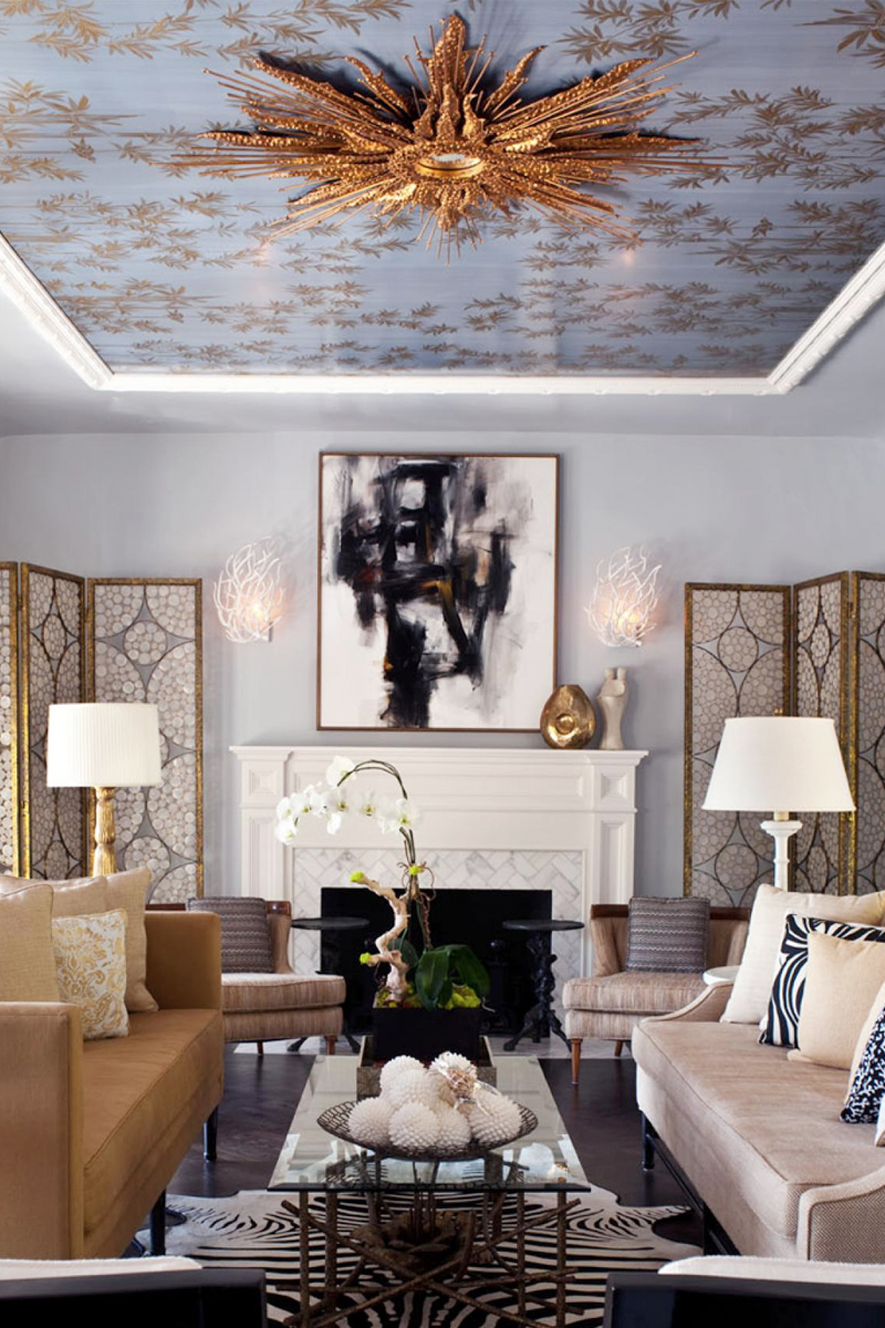 wallpapered ceilings kathy kuo home