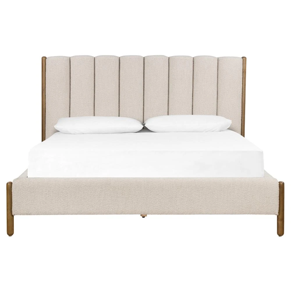channel tufted mid century modern bed