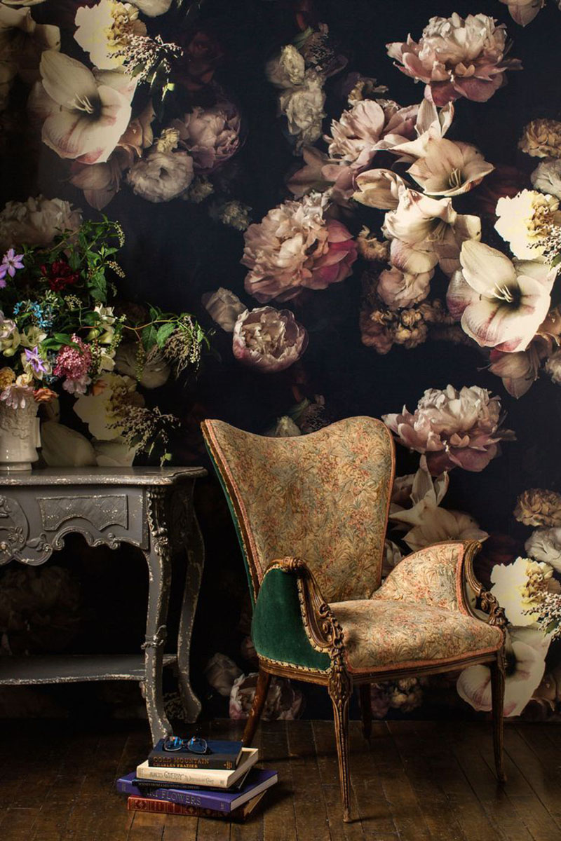 dark floral wallpaper