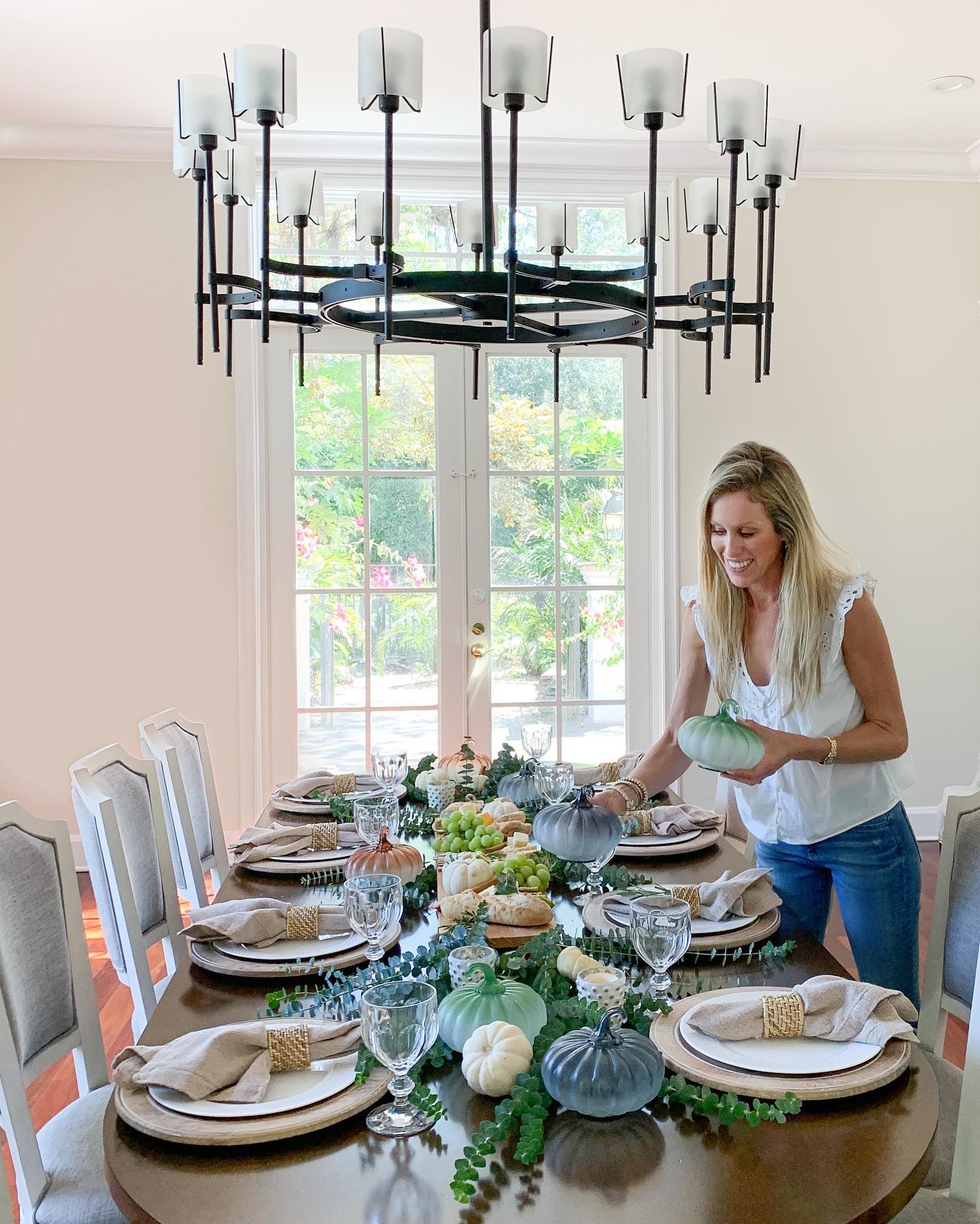 woman setting table