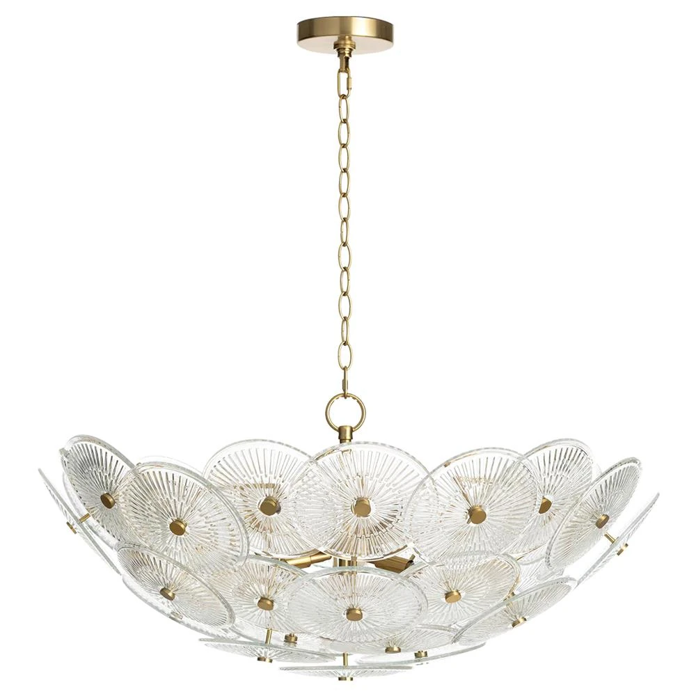 glass and brass chandelier