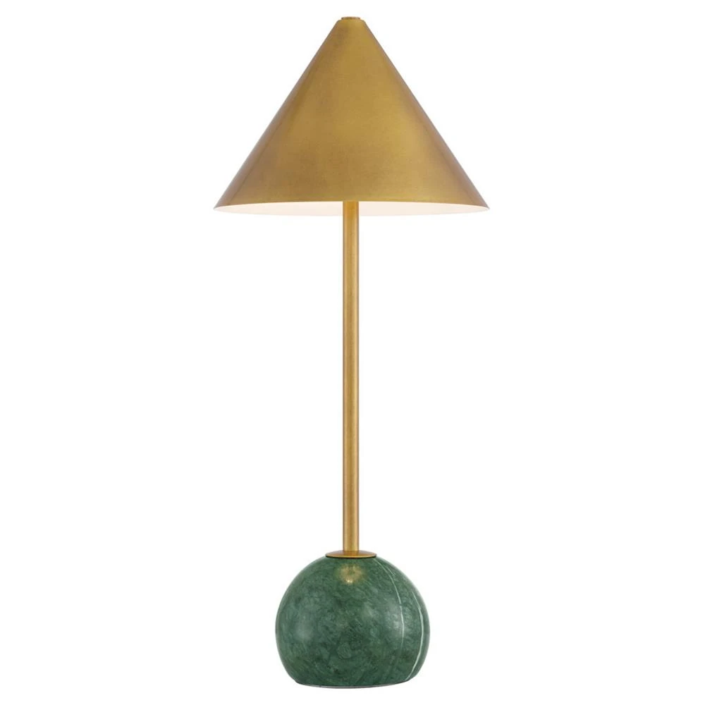 green marble and brass table lamp