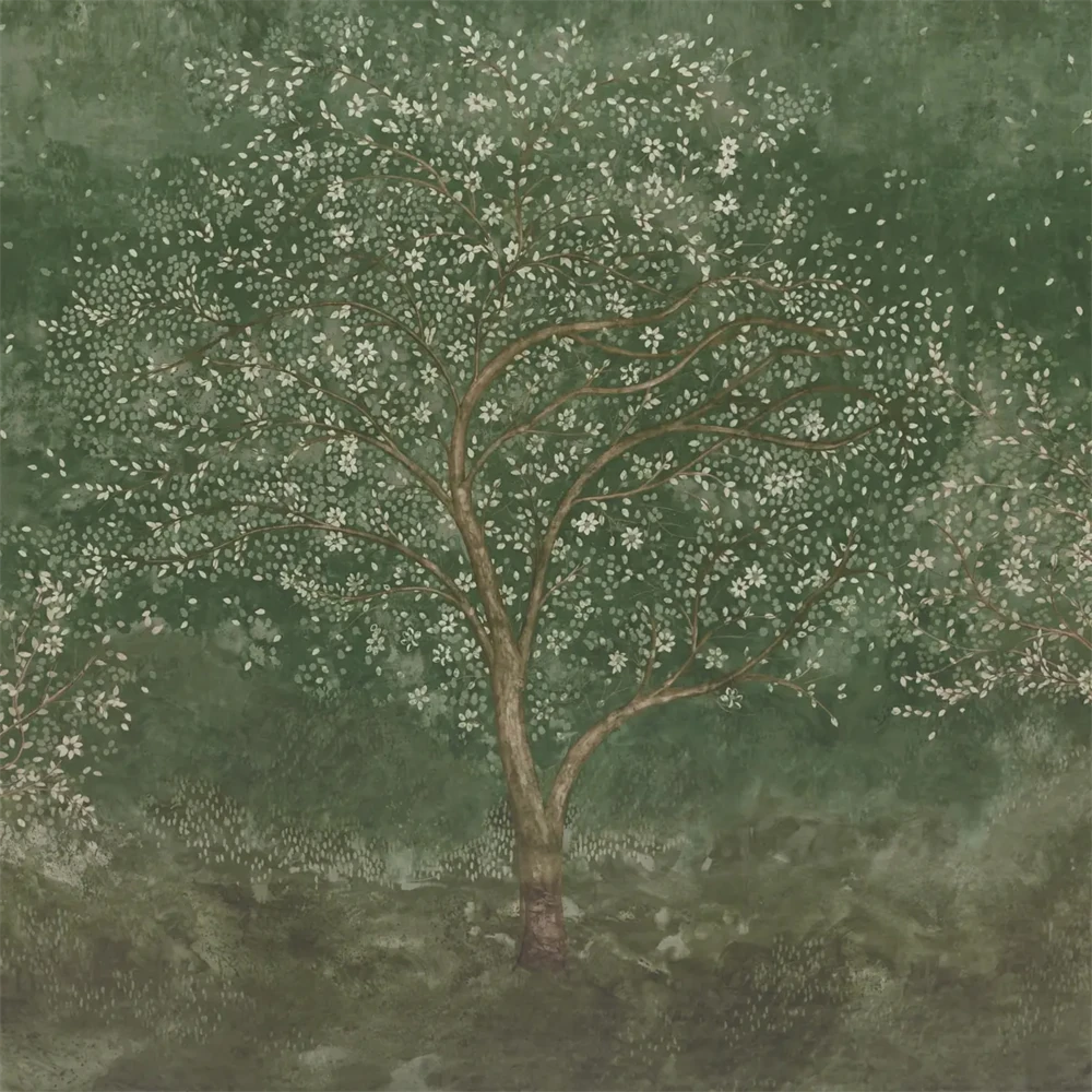 green mural tree wallpaper