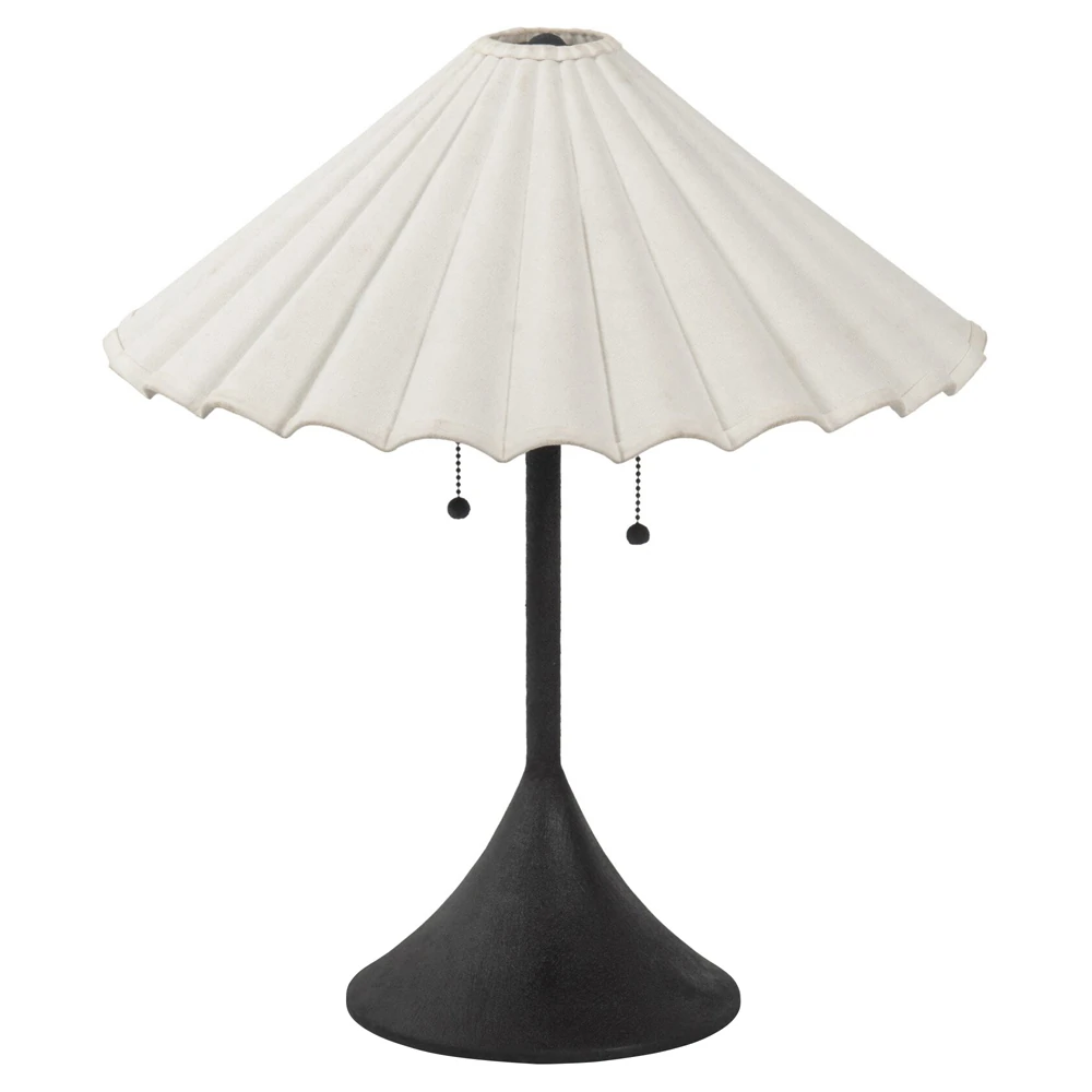 iron base canvas shade table lamp