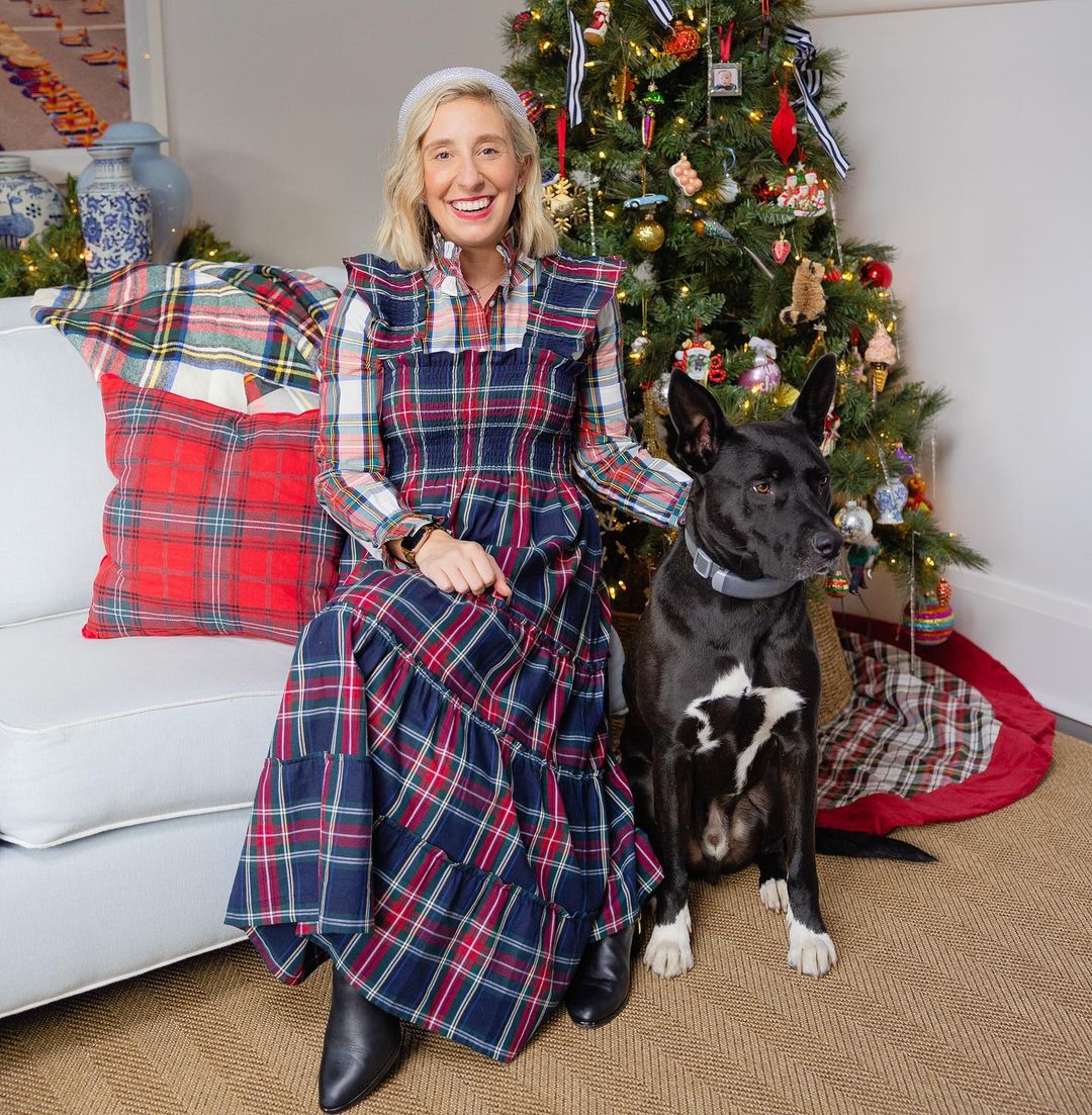 woman in holiday outfit