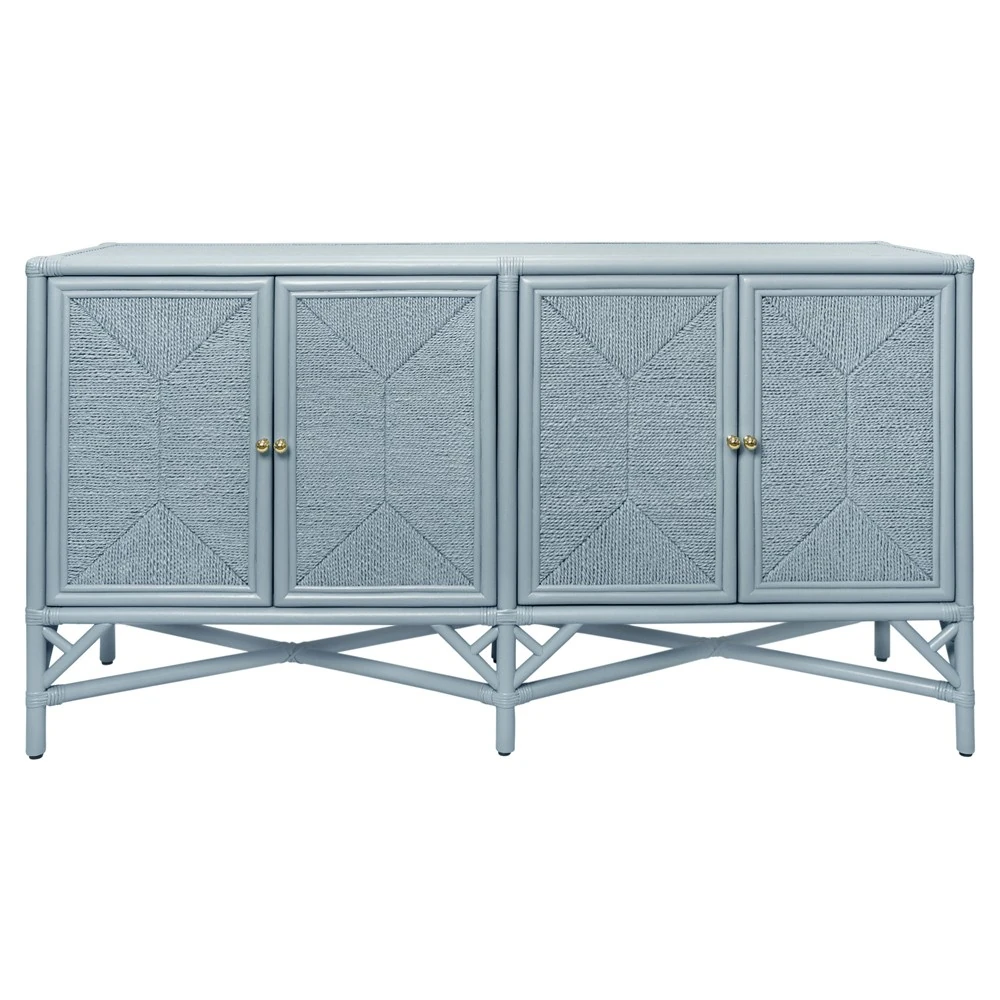 light blue rattan sideboard