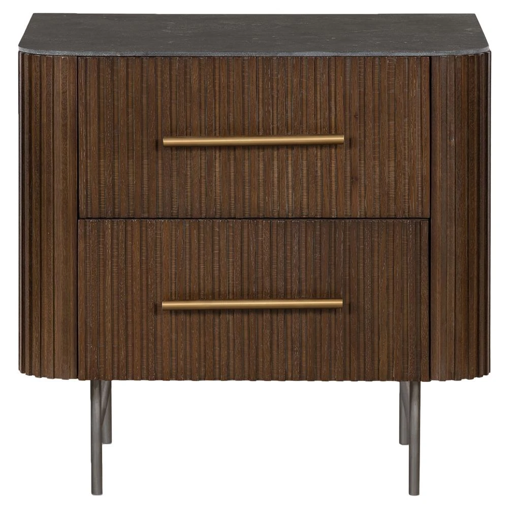 oak and iron midcentury modern nightstand