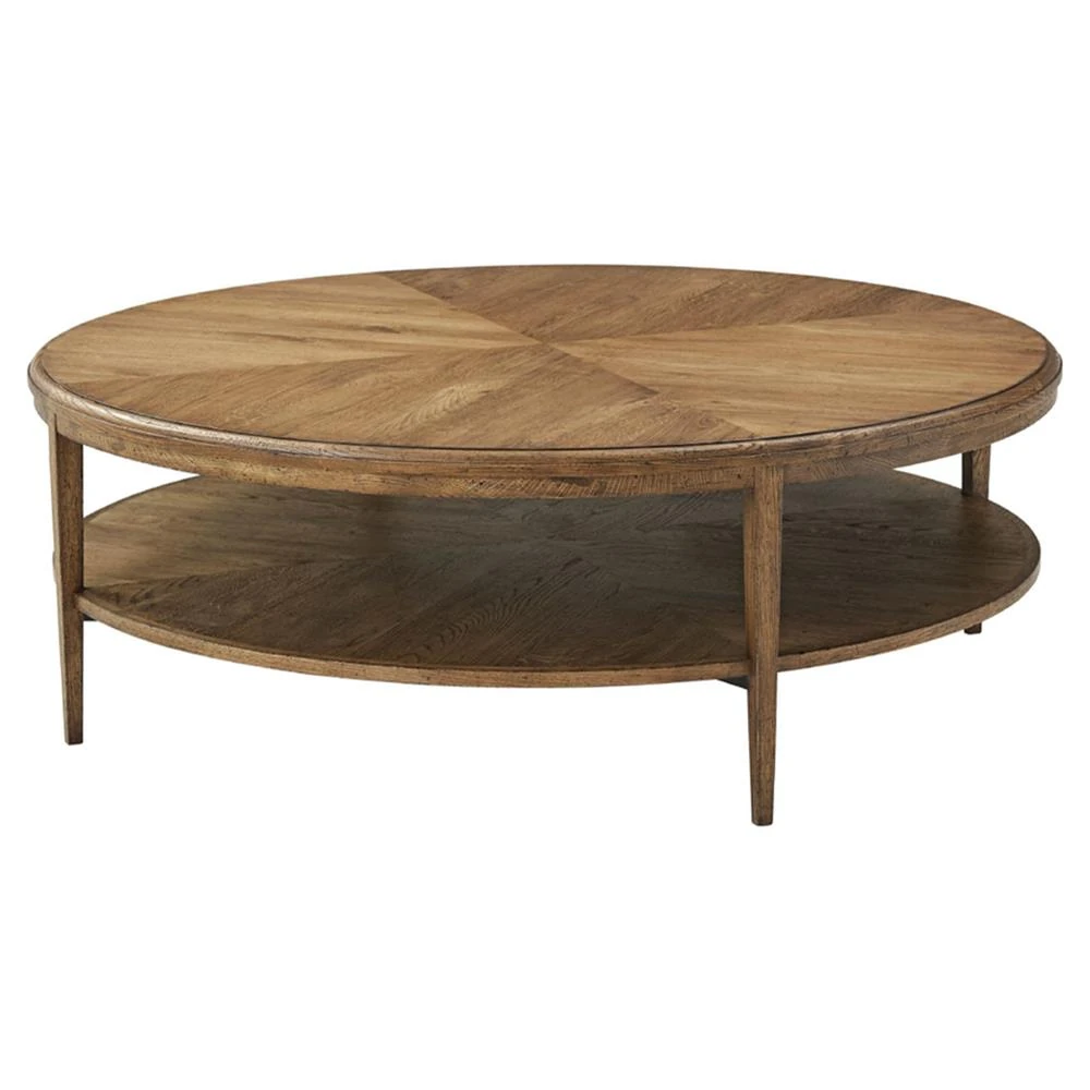oak wood 2-tier coffee table