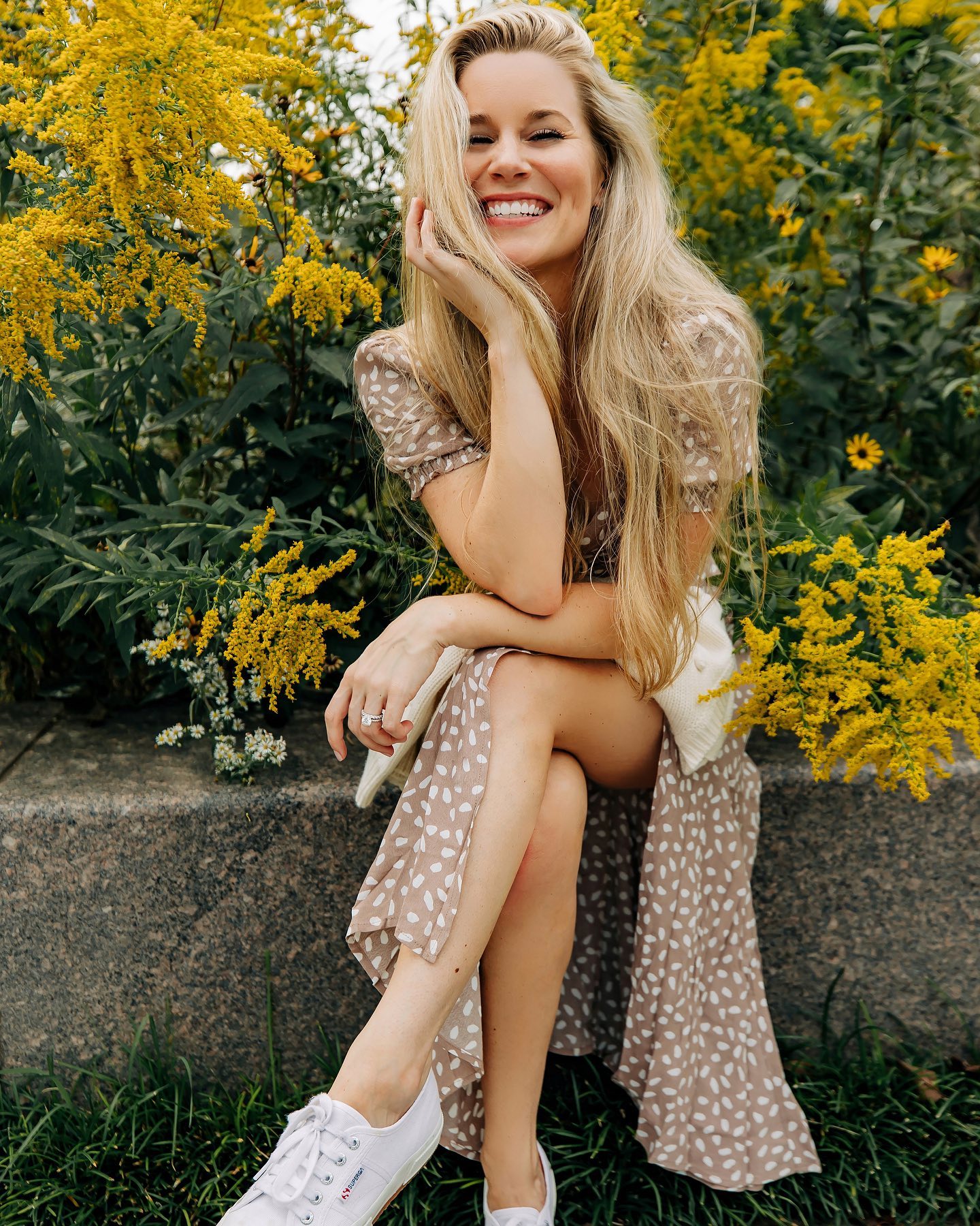 woman sitting in garden