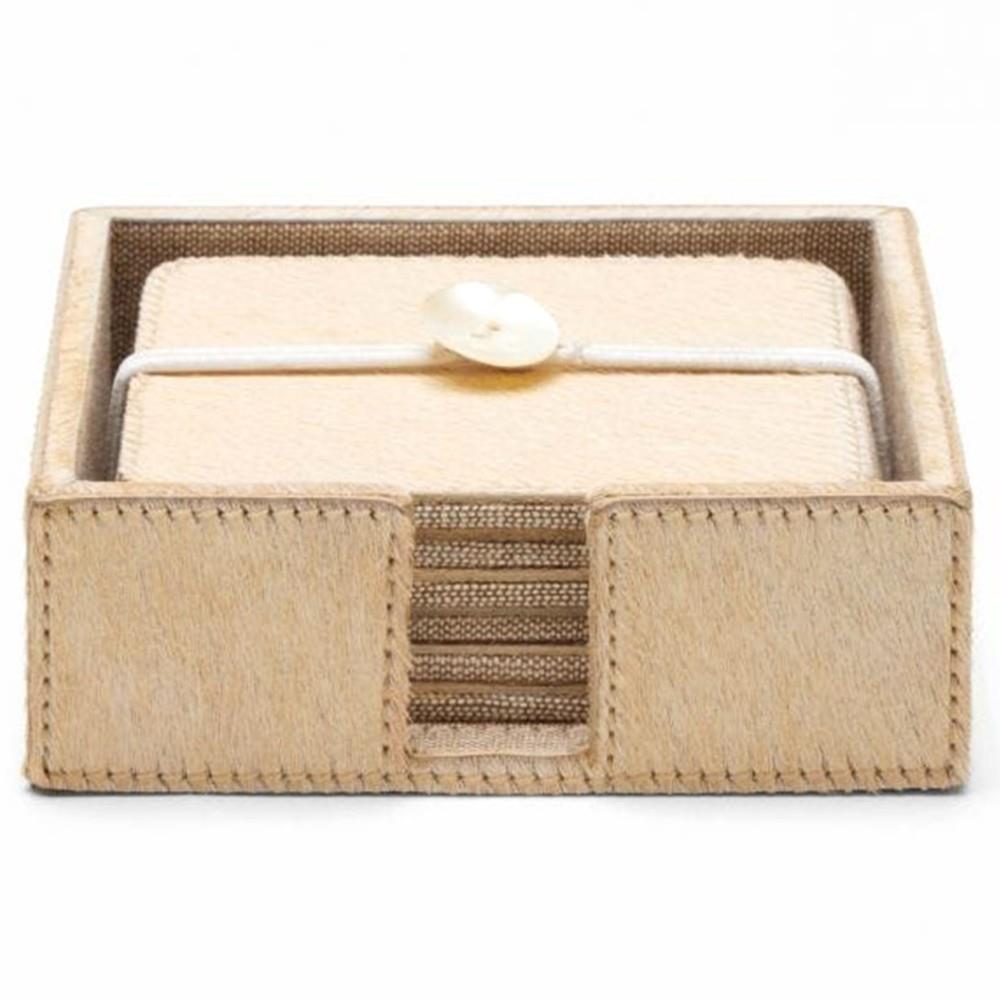 Hair on hide coaster set