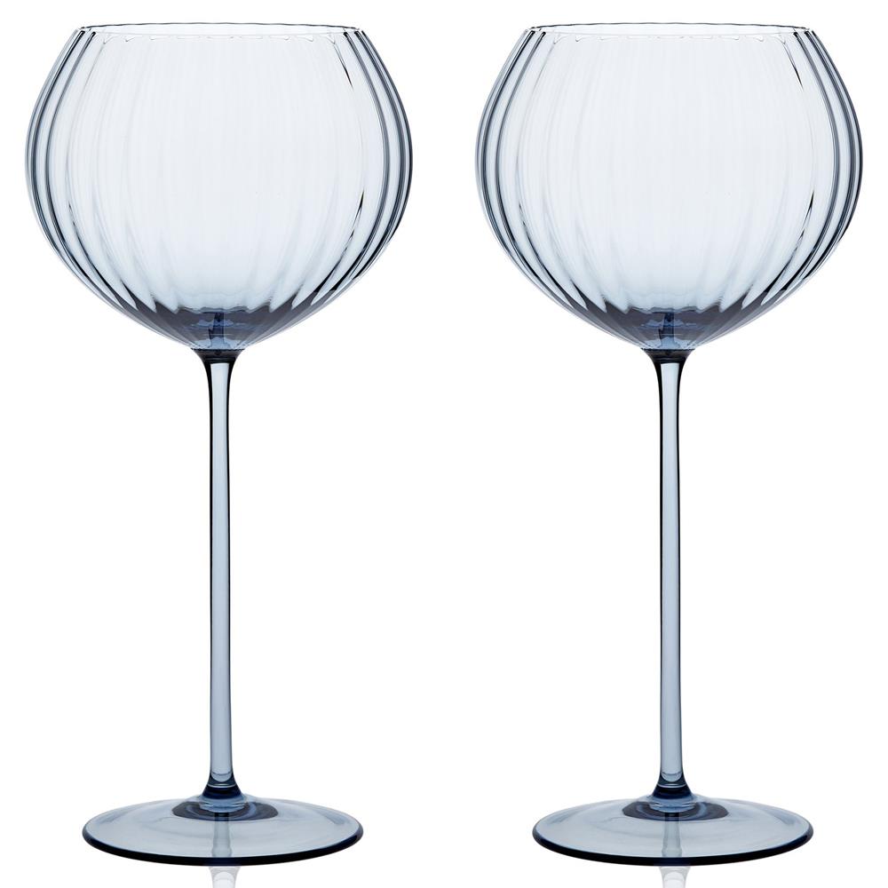 blue red wine glasses set of 2
