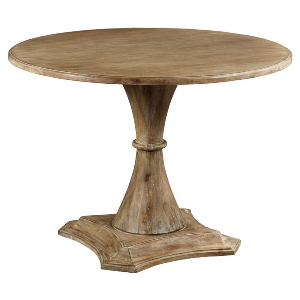 brown wood pedestal dining table