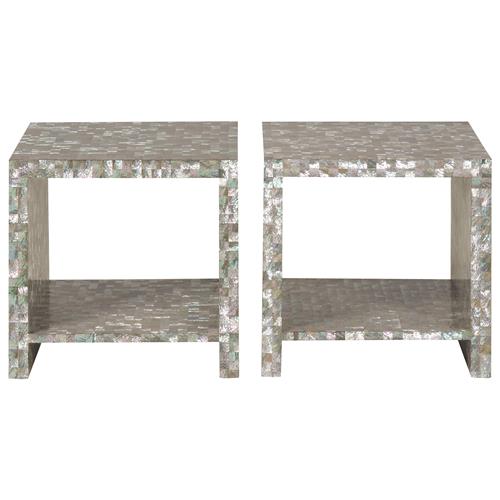 Orson Coastal Beach Abalone Shell Bunching Coffee Table - Pair