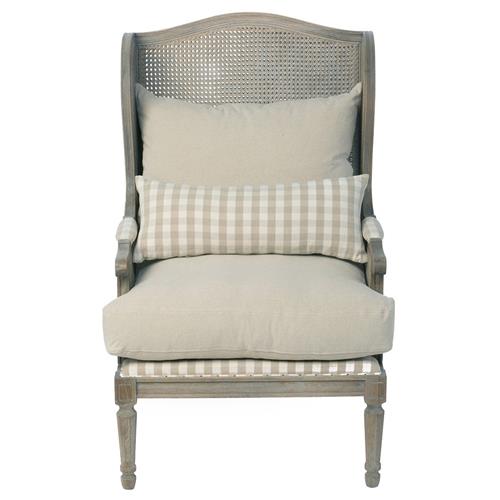 chair with plaid pillow