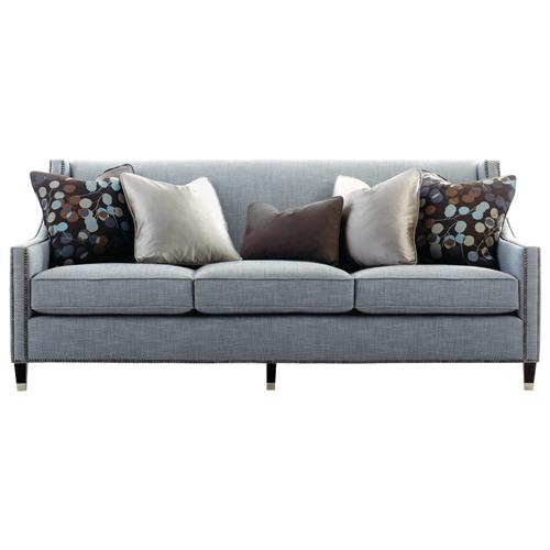 Emmeline Hollywood Regency Antique Nickel Blue Sofa