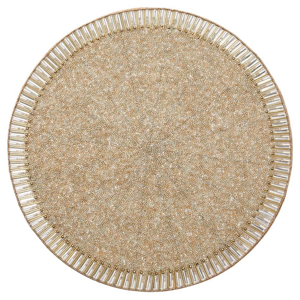 gold beaded round placemat