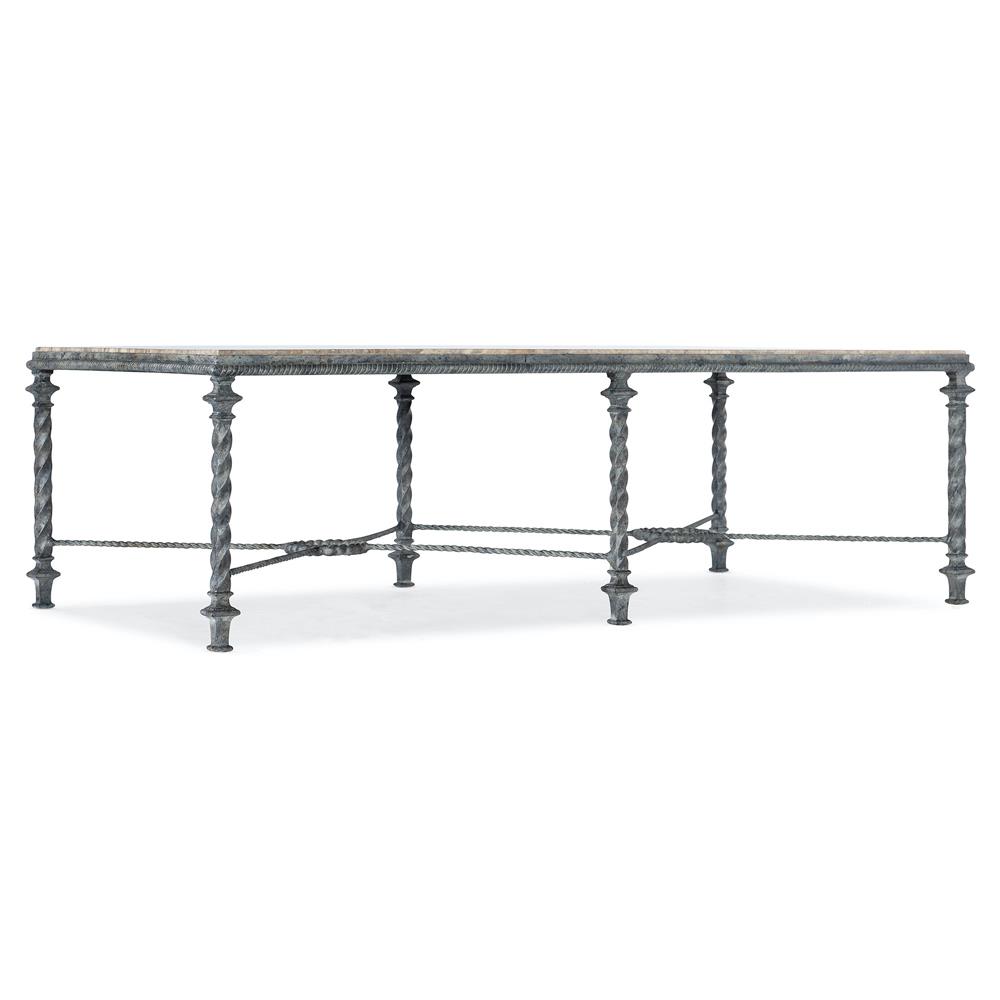 brown stone and grey metal rectangular coffee table