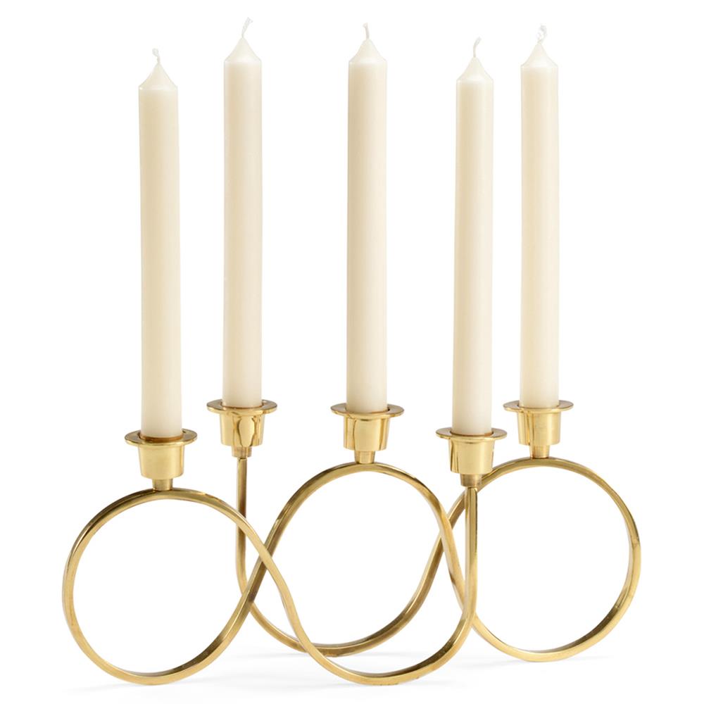 Gold candelabra with curved base