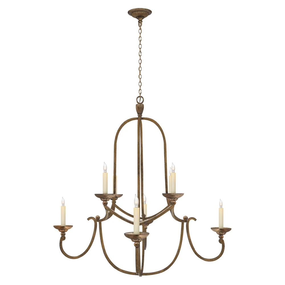 Visual Comfort gilded iron 2-tier chandelier