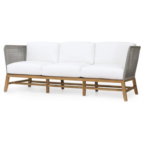 Serena Modern Grey Rope Woven Teak Outdoor Sofa - Salt