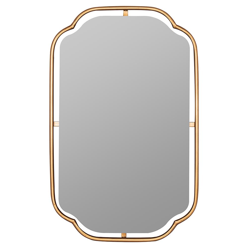 Gold wall mirror with curved edges