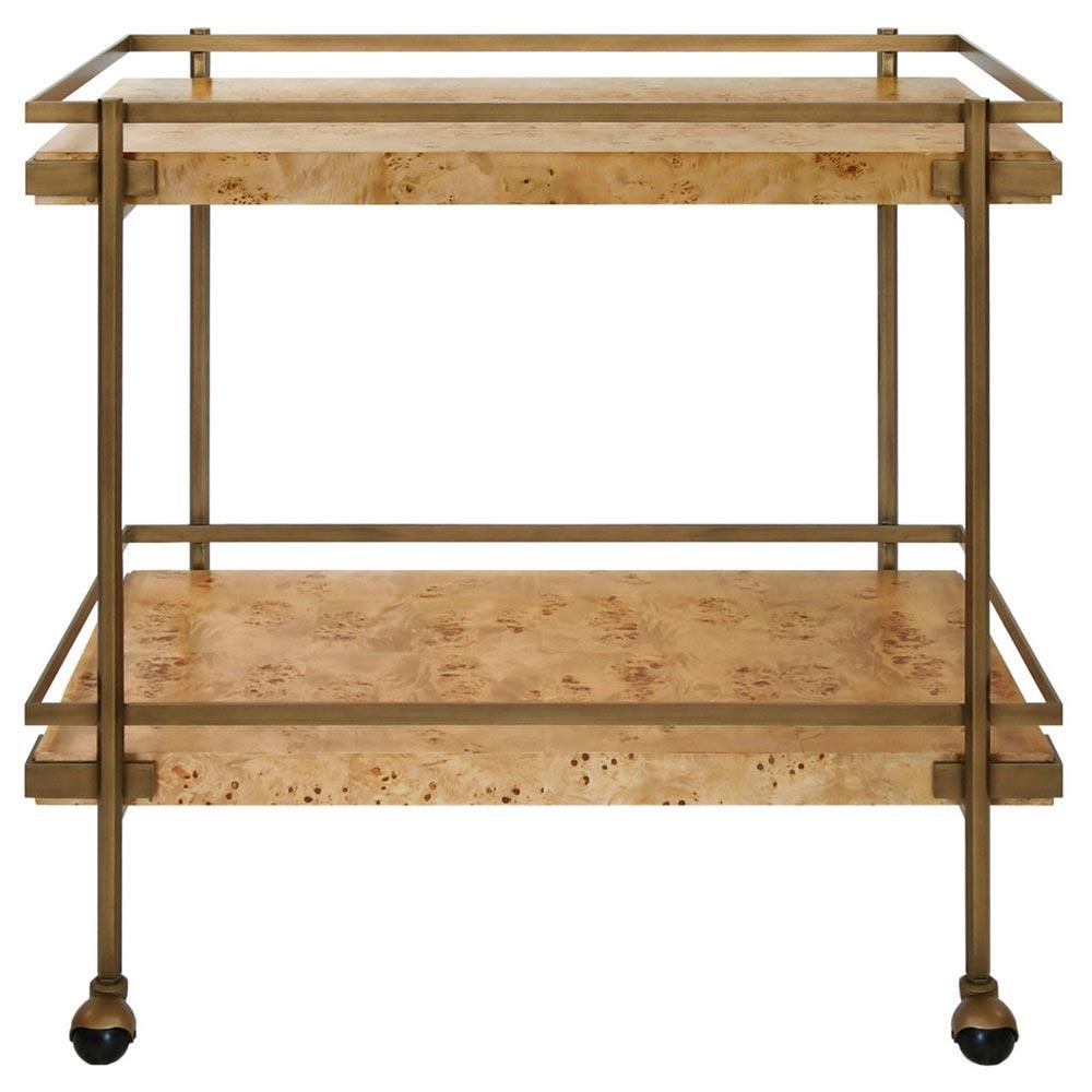 burl wood custom brass antique cart