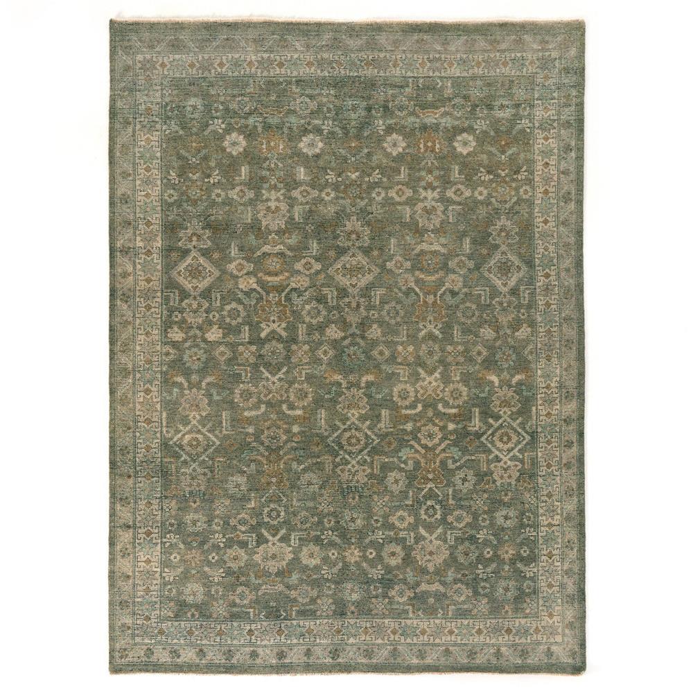 rectangular green patterned rug