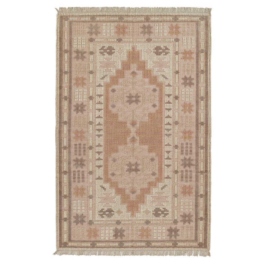 pink and cream wool patterned runner rug