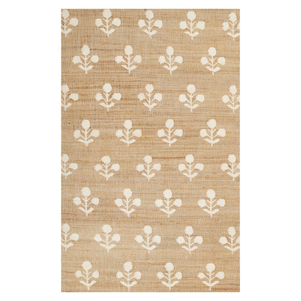 Rectangular jute and wool patterned rug