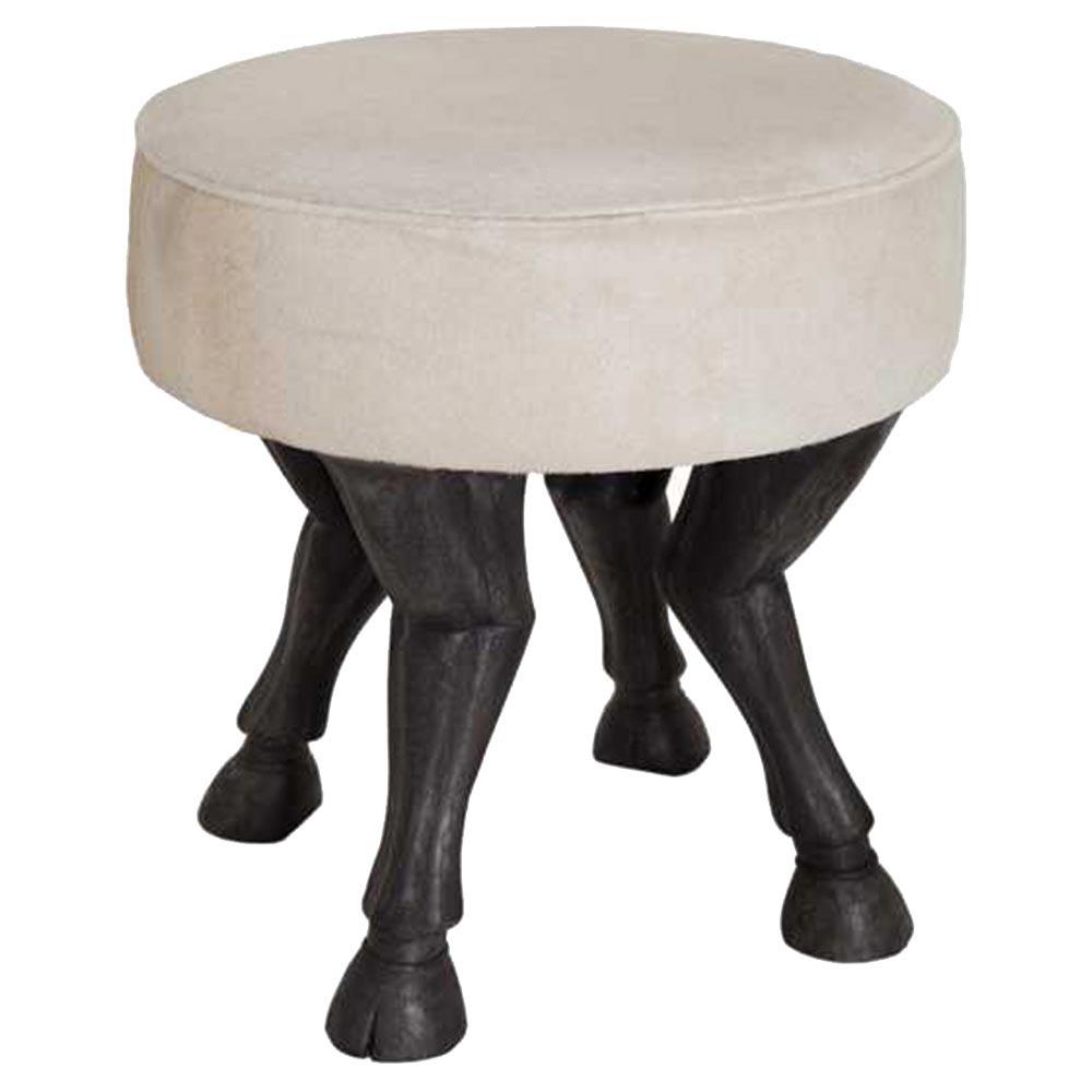 upholstered round stool with hoof legs