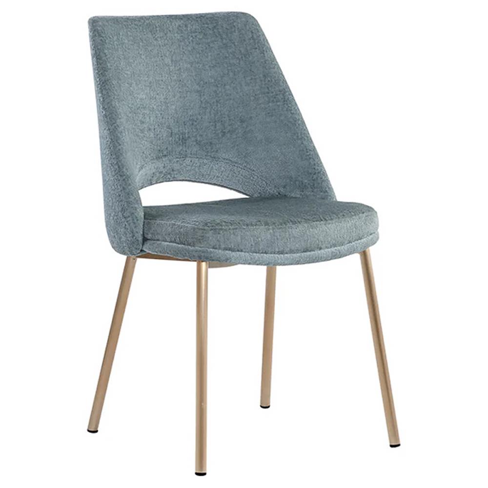 blue velvet mid-century modern dining side chair